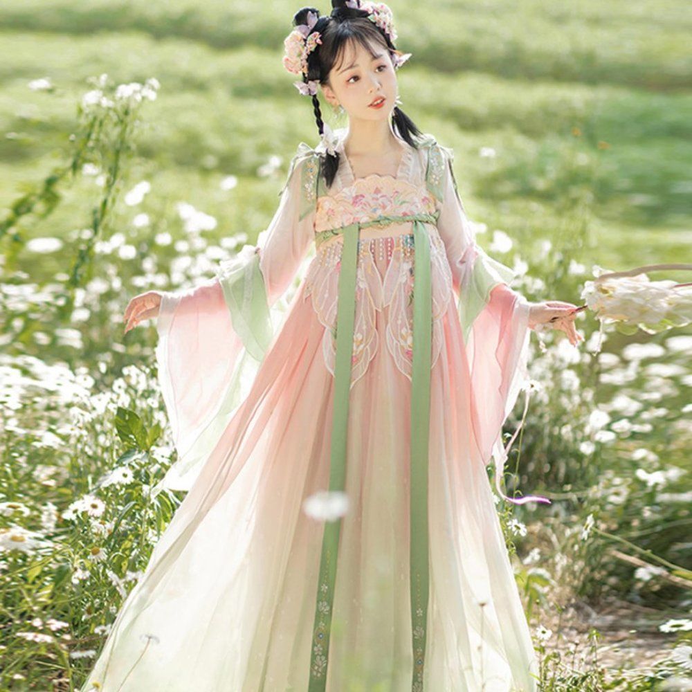 Summer Embroidered Floral Maxi Dress Set |  Traditional Gown Top Skirt